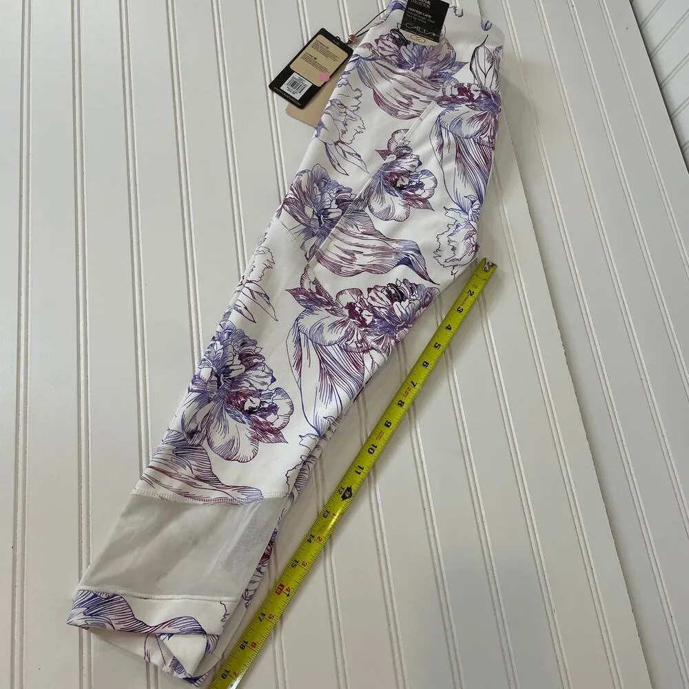 NWT Calia by Carrie Underwood Essential Mesh Capris in Multi Etched Floral Sz S White - Image 8