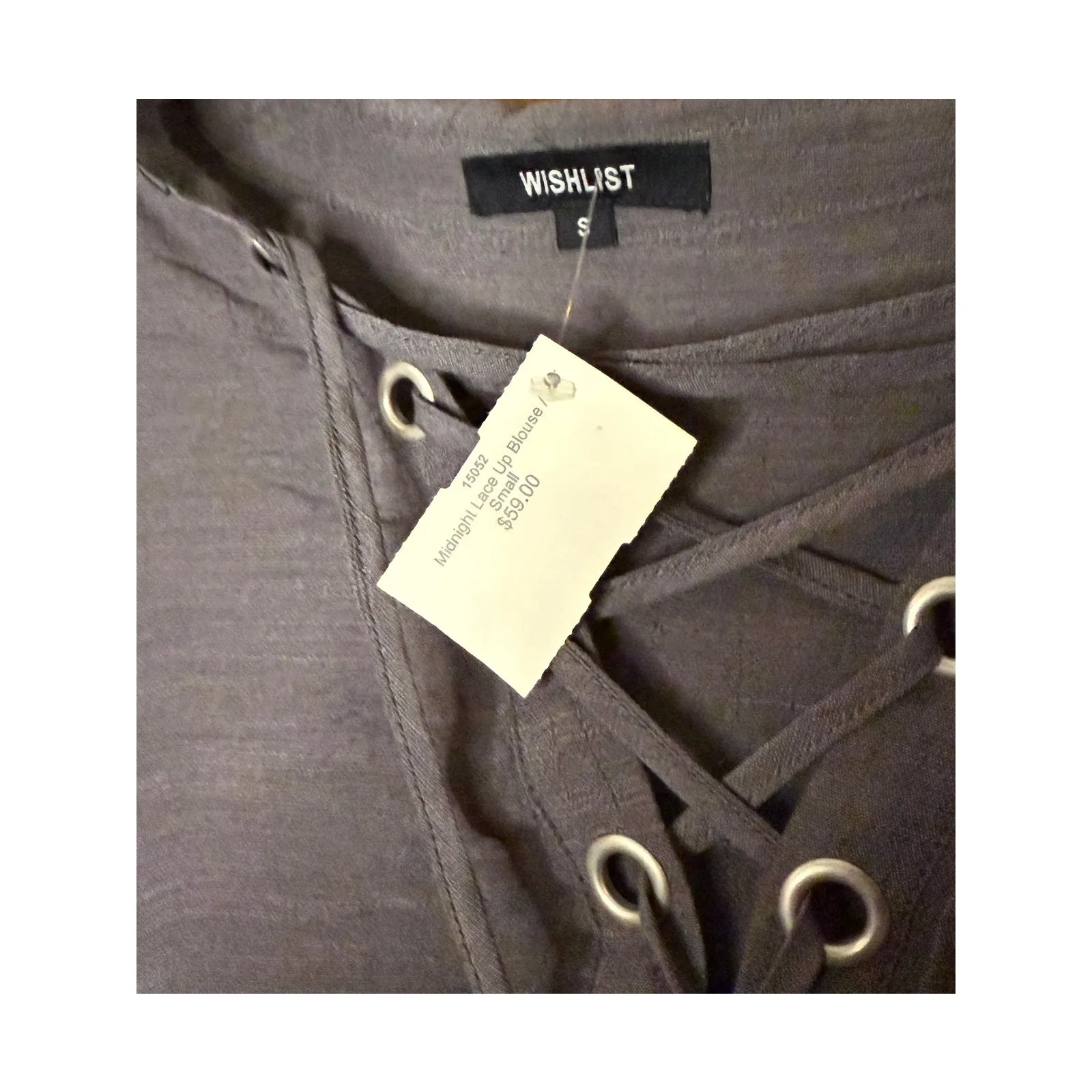 Wishlist  Midnight Lace Up Blouse Size Small - Image 2