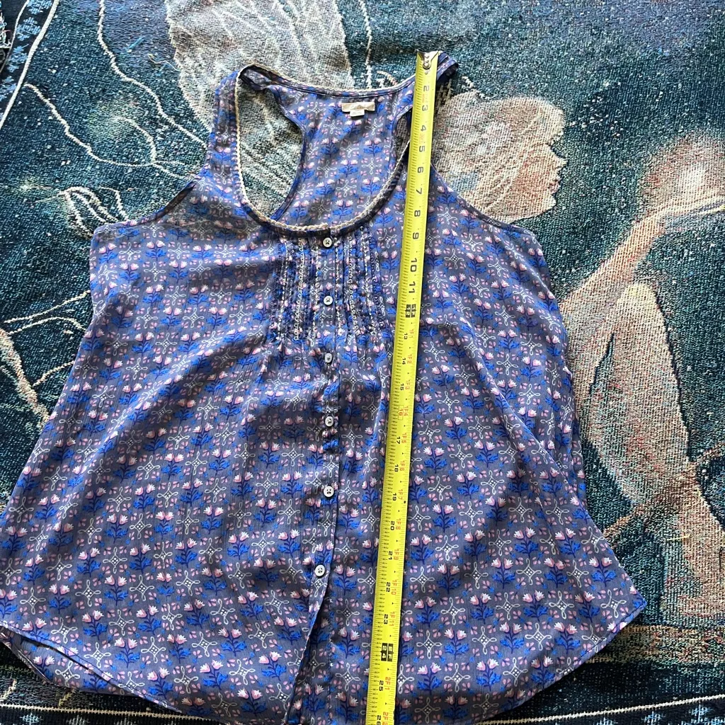 Aerie Blue Pleated Buttoned Tank Top Mini Dress SZ M Cute Colorful Feminine Y2K - Image 10