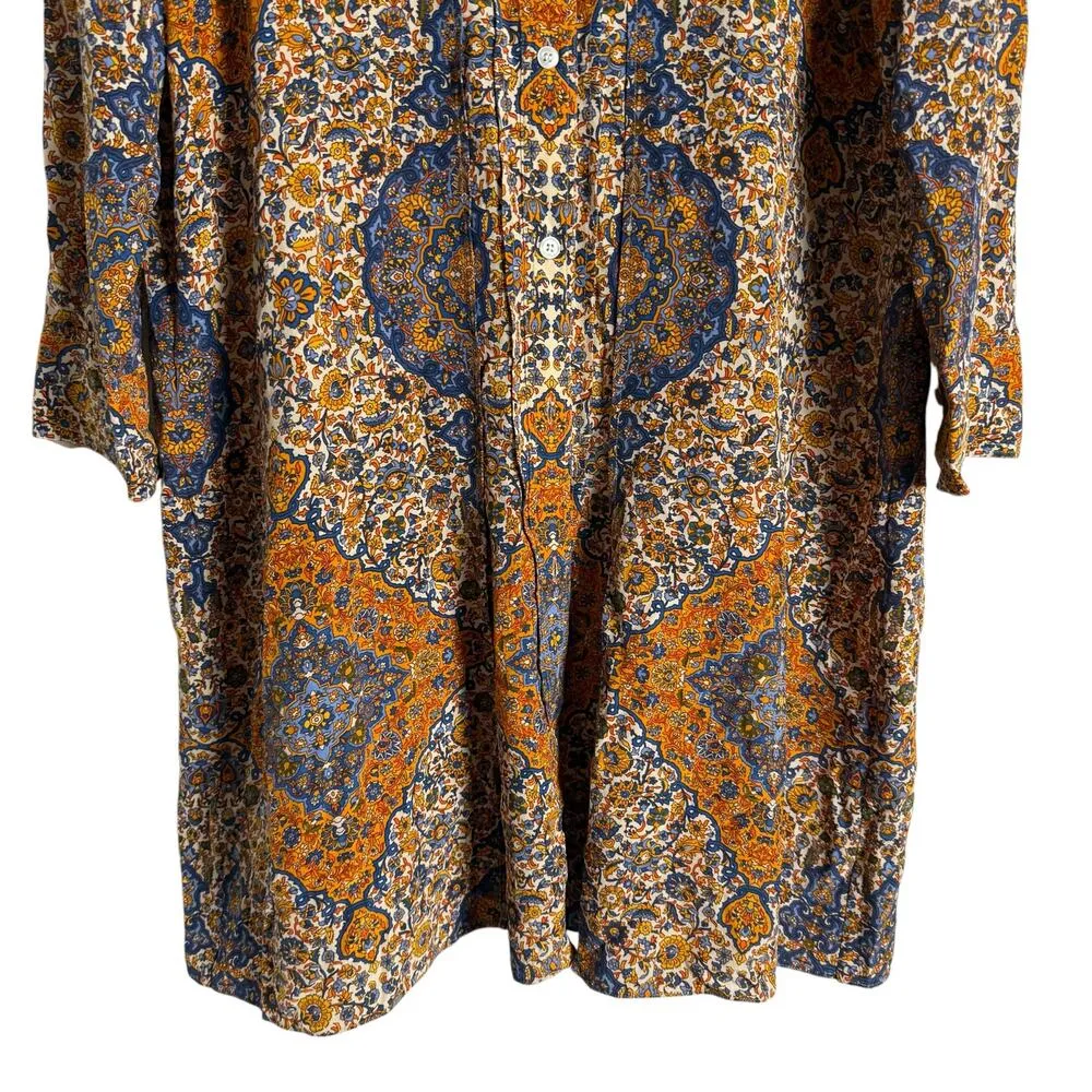 Tory Burch Soirée Silk Paisley Print Pleated Long Sleeve Shirt Dress Size 6 - Image 10