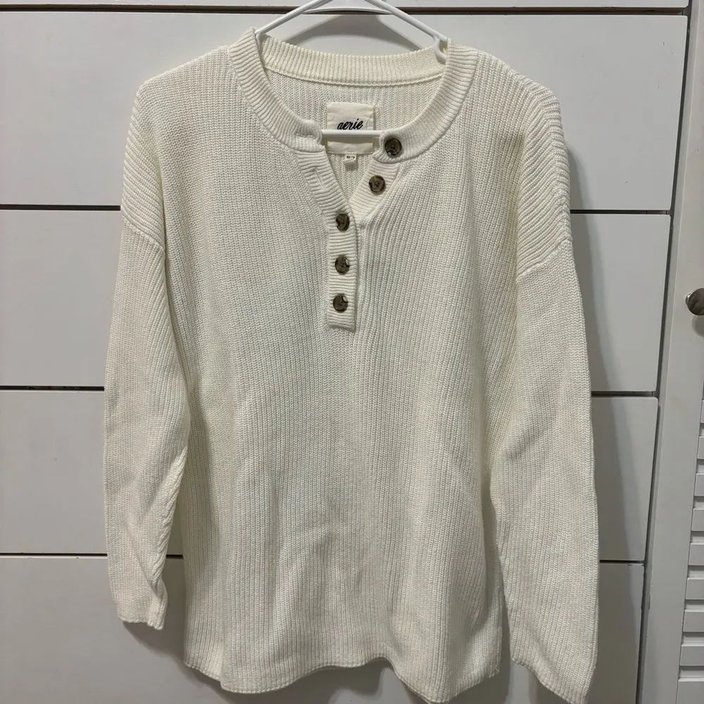Aerie White Henley Sweater - Image 2