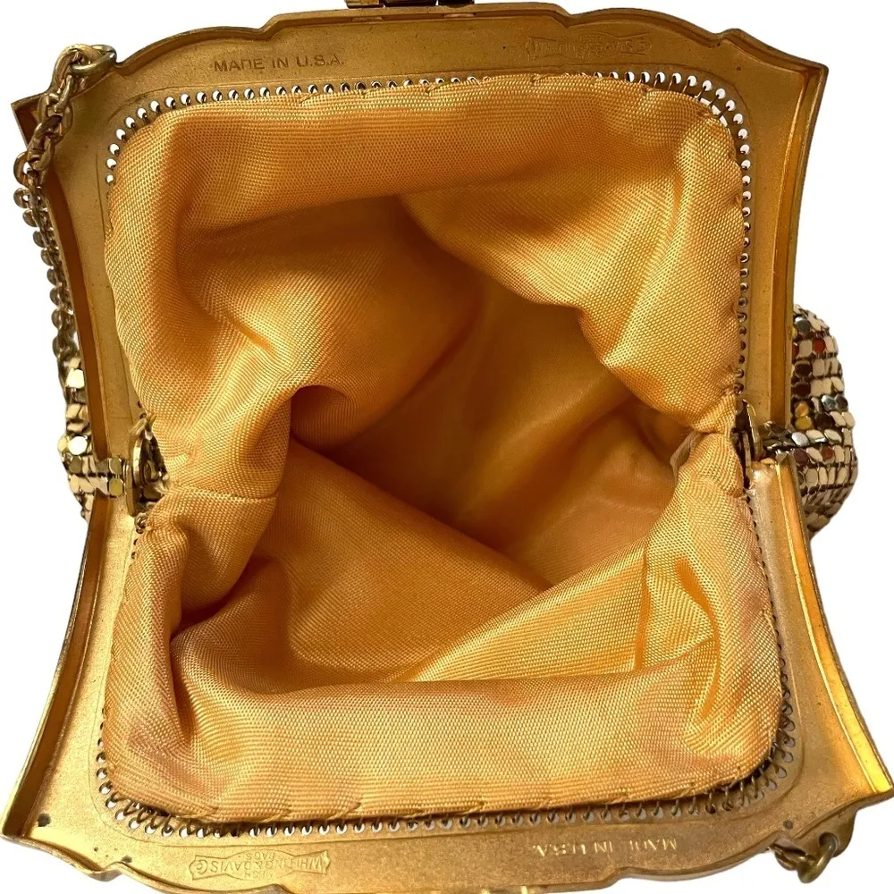 1930s  Gold-Tone Metal Mesh Evening Bag - Vintage Pouch w/ Chain - Image 3