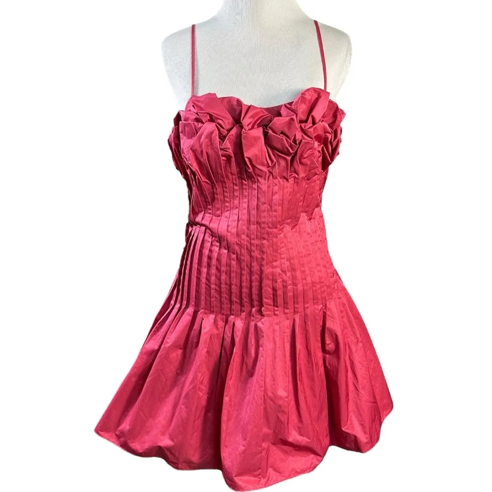 Free People Coquette Puffy Rose Bud Mini Dress Pink NWT Retro Prom Formal Size 4 - Image 5