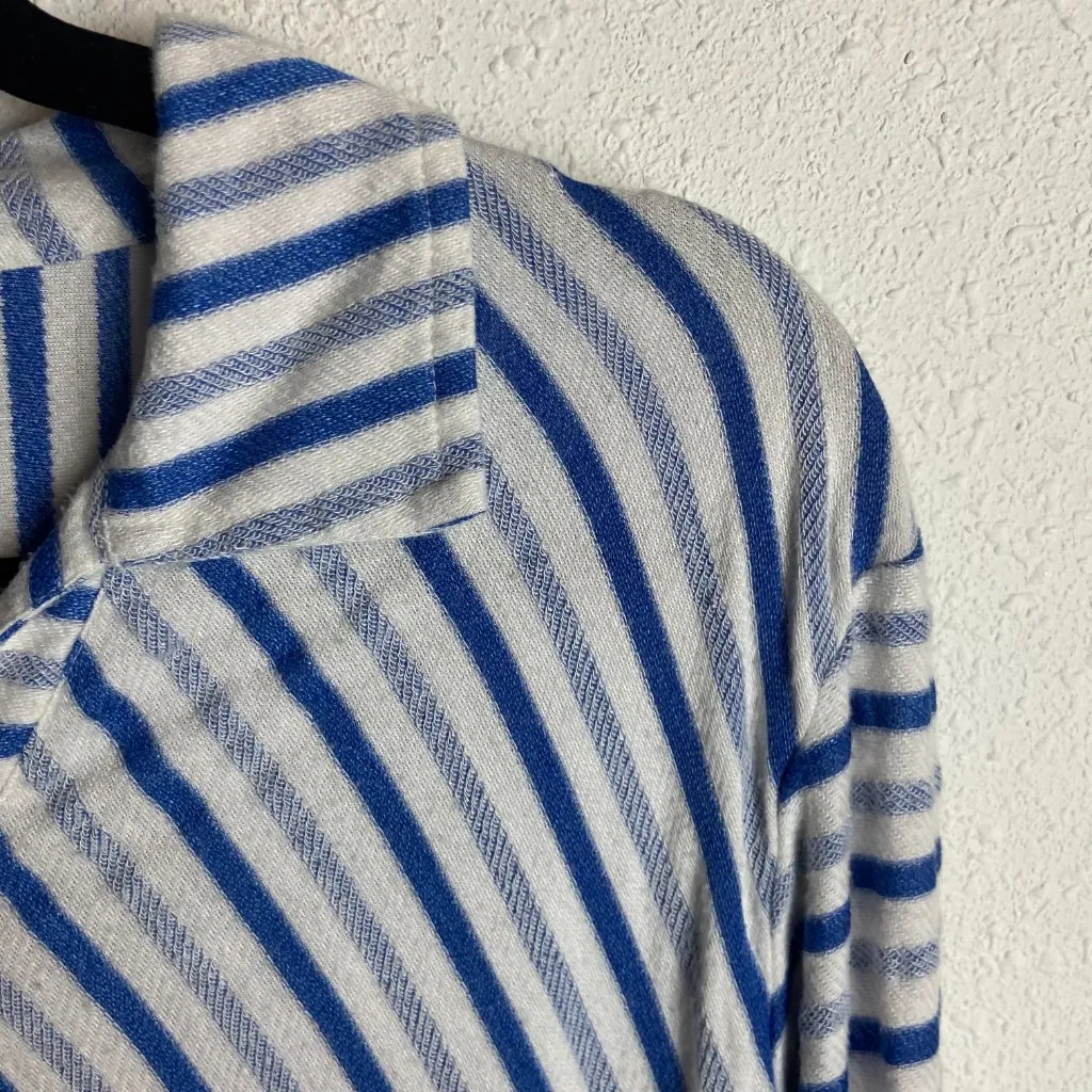 Parsley & Sage Size Xl Collared Striped Blouse Blue White Artsy Top V Neck Work - Image 6