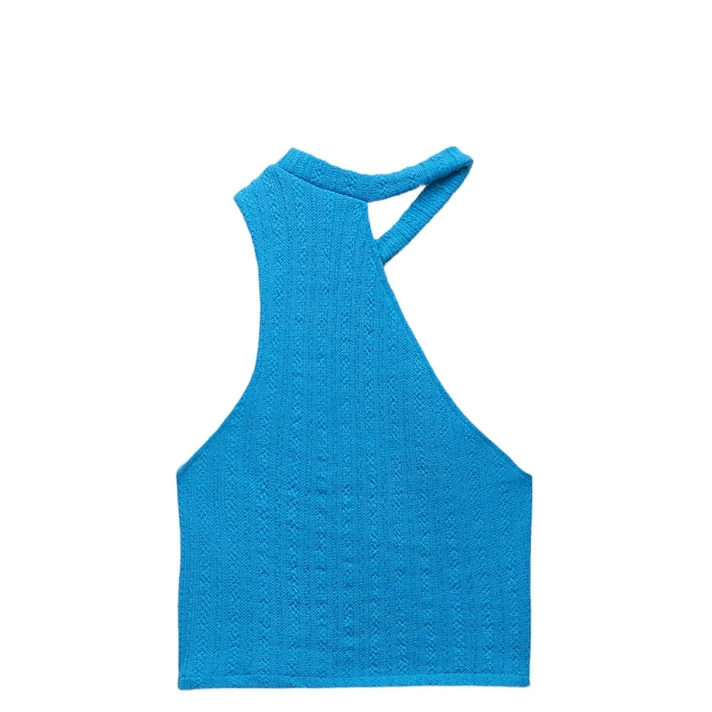 NWT ZARA CUT OUT CABLE KNIT CROP TOP BLOGGERS FAV BLUE Large - Image 5