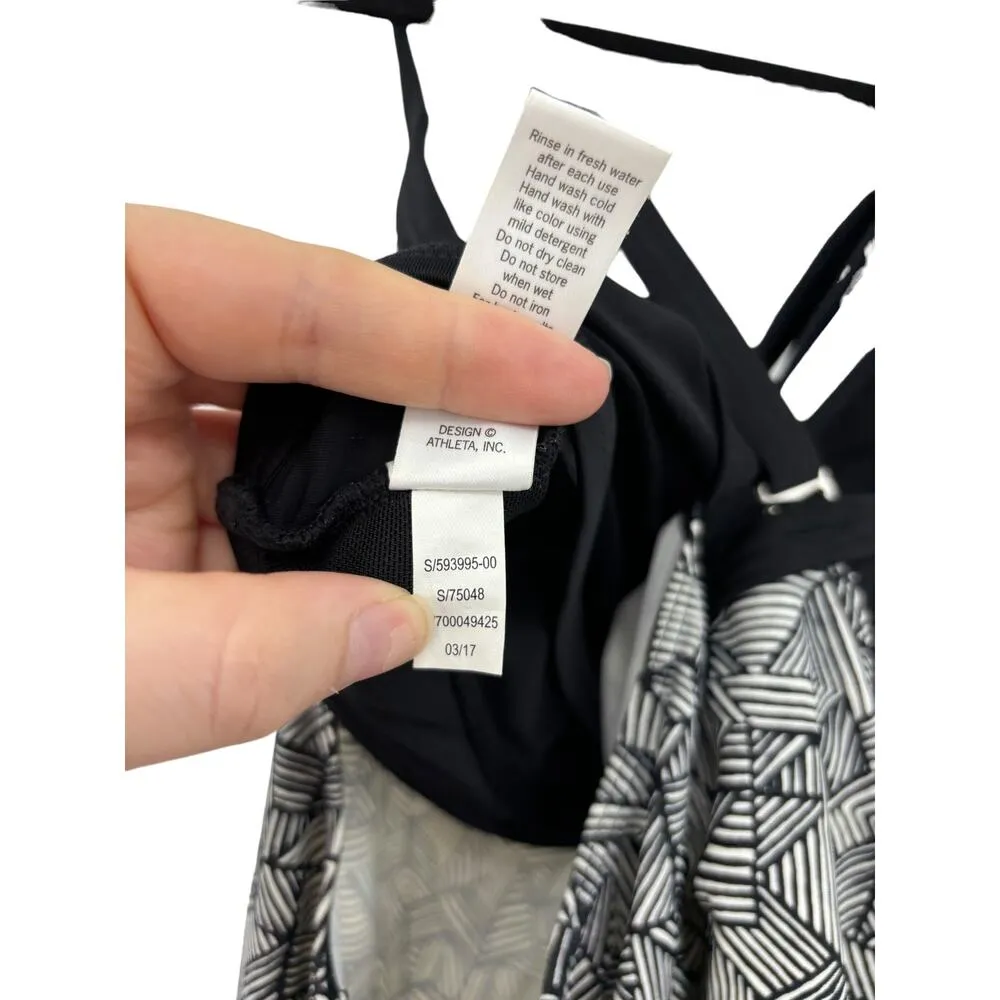 Athleta Swim Top Womens 36 B/C Laguna Side Scrunch Tankini Tank Black White - Image 8