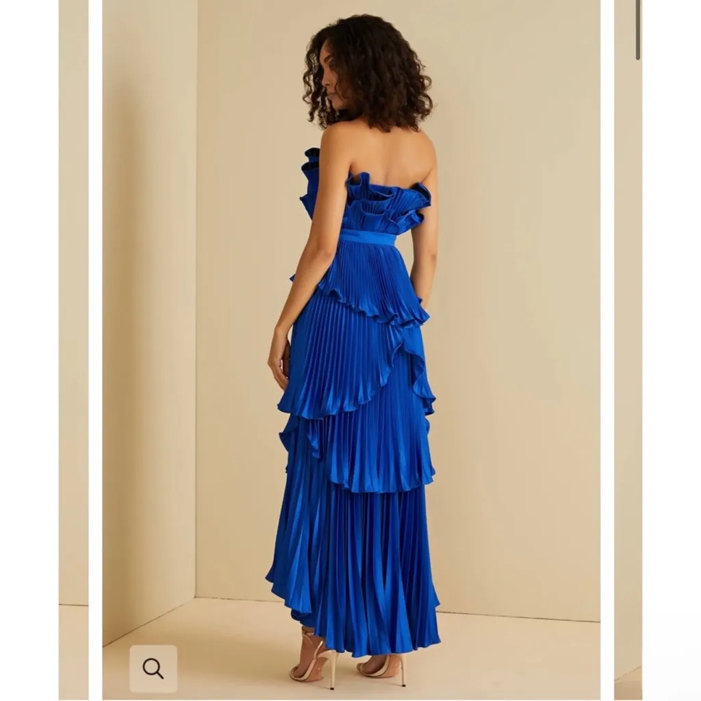 Amur Judah Scallop Pleated Dress – Deep Waters Blue‎ – Size 8 Blue - Image 3