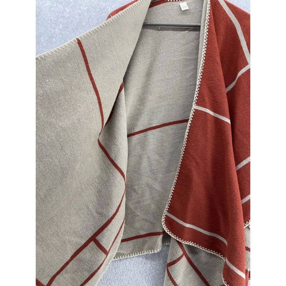 Cato Women's Poncho Brick Red Brown One Size Stitched Waterfall front - Image 7