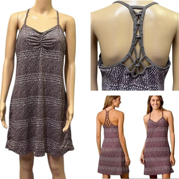 Prana Elixer Racerback Active Sleeveless Mini Dress with Shelf Bra Womens Medium - Image 2