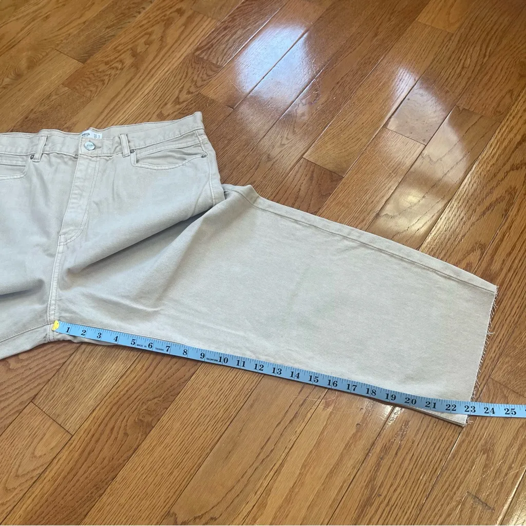 MANGO MNG Denim Rachel High Rise Loose Fit Crop Barrel Jeans - Beige US 12 - Image 4