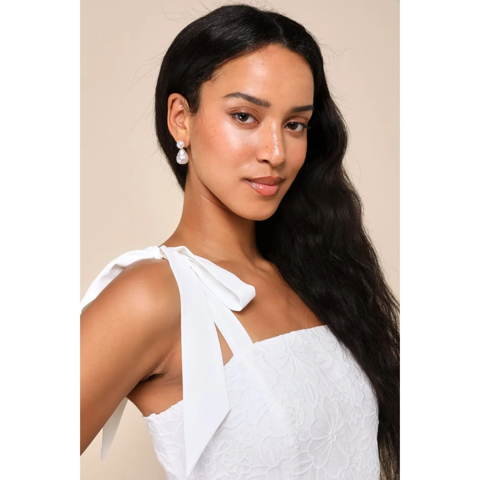 Lulus Lovable Aesthetic White Embroidered Tie-Strap Mini Dress Size Small - Image 2