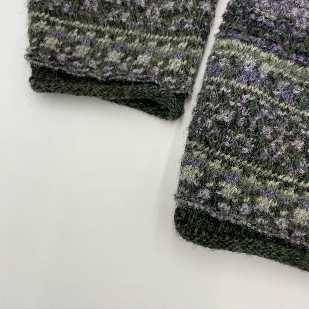 Striped Cardigan‎ Sweater Women Wool Cotton Acrylic Green Purple Unique Buttons - Image 13