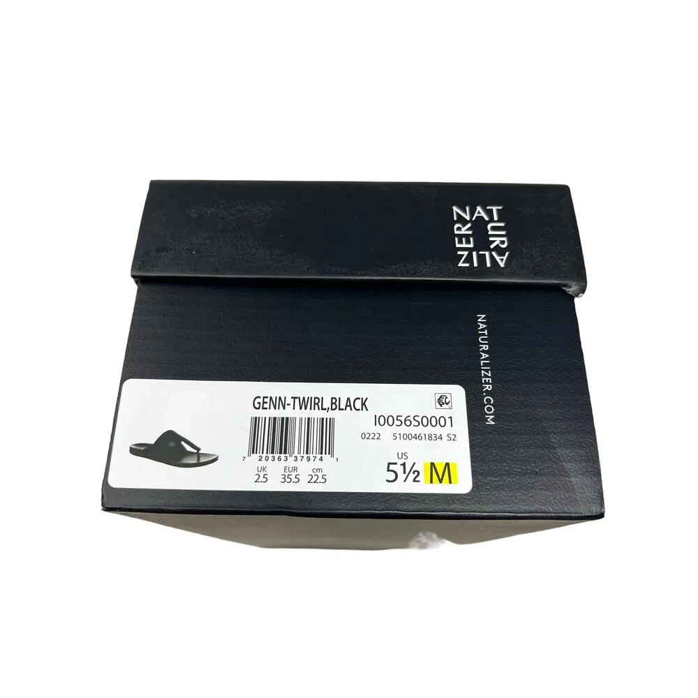 Naturalizer Faux Leather Gen N Twirl T-Strap Comfort Sandals in Black 5.5 - Image 9