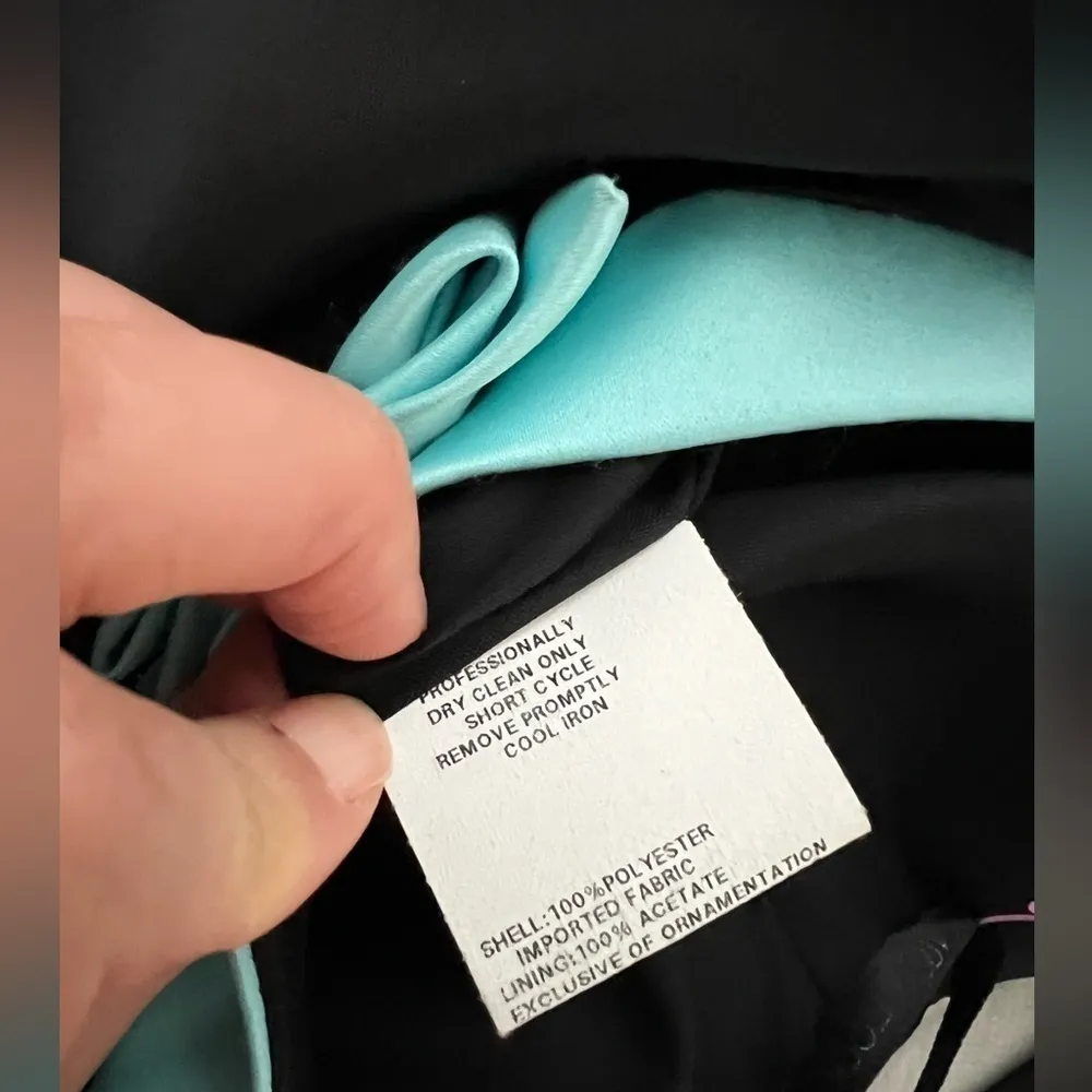 VINTAGE GUNNE SAX Off Shoulders Maxi A-line Ball Gown Black Blue Size S - Image 6