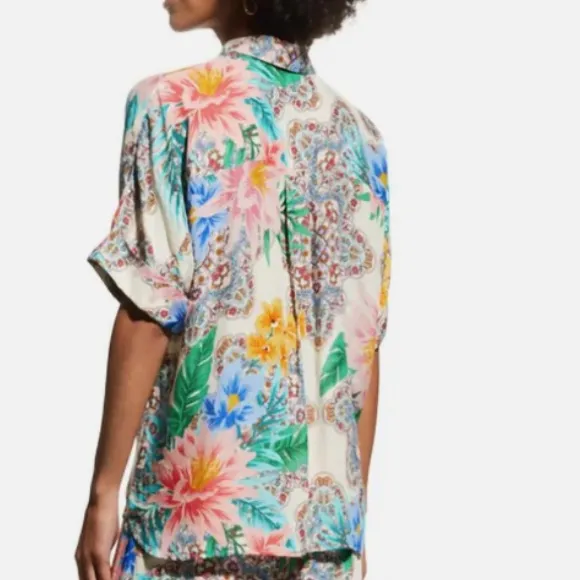 Johnny Was Clover Button Down Shirt In Multi size small - Image 8