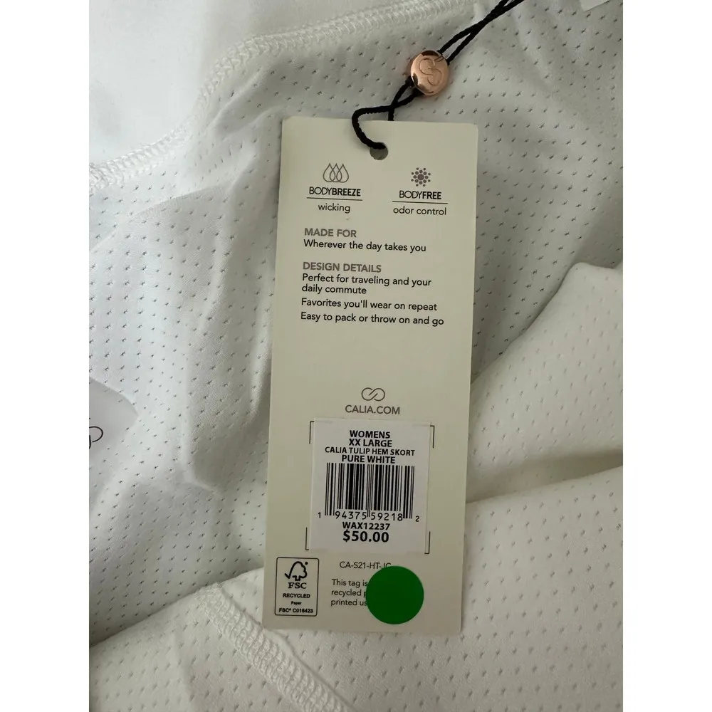 Calia Skirt Women XXL White Tulip Hem Built In Shorts Mini Skort Mid Rise - Image 8