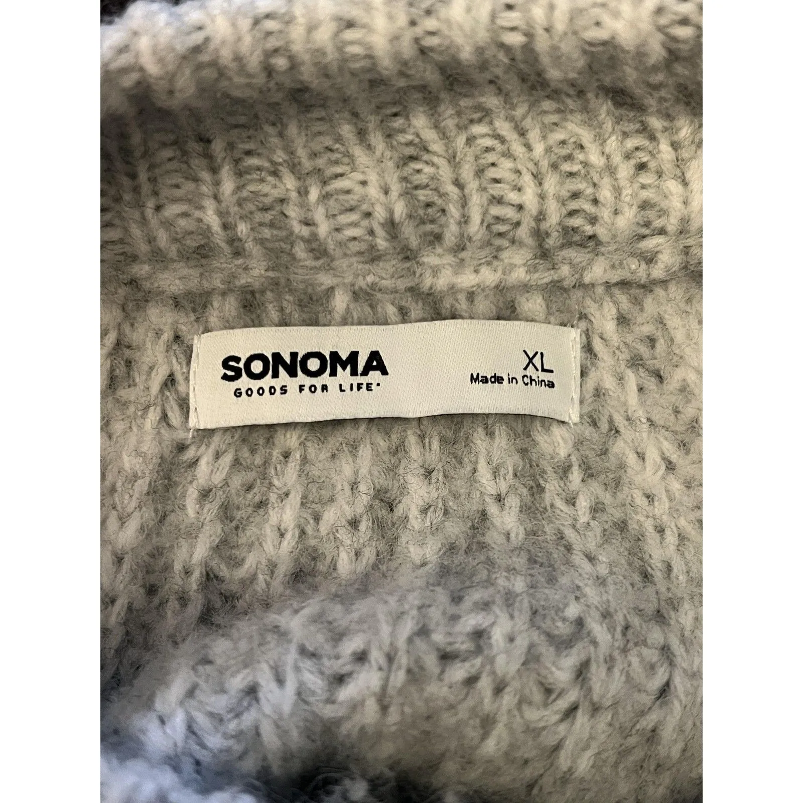 Sonoma Goods For Life Sweater Womens XL Gray Fuzzy Chunky Knit Pullover Cozy - Image 7