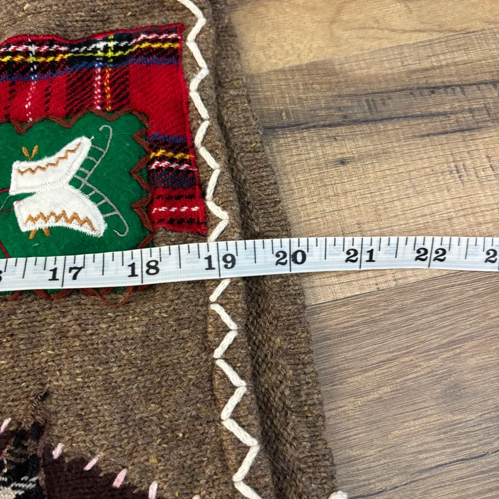 Designers Originals Patchwork Embroidered Holiday Christmas Sweater Cardigan Brown Size undefined - Image 8