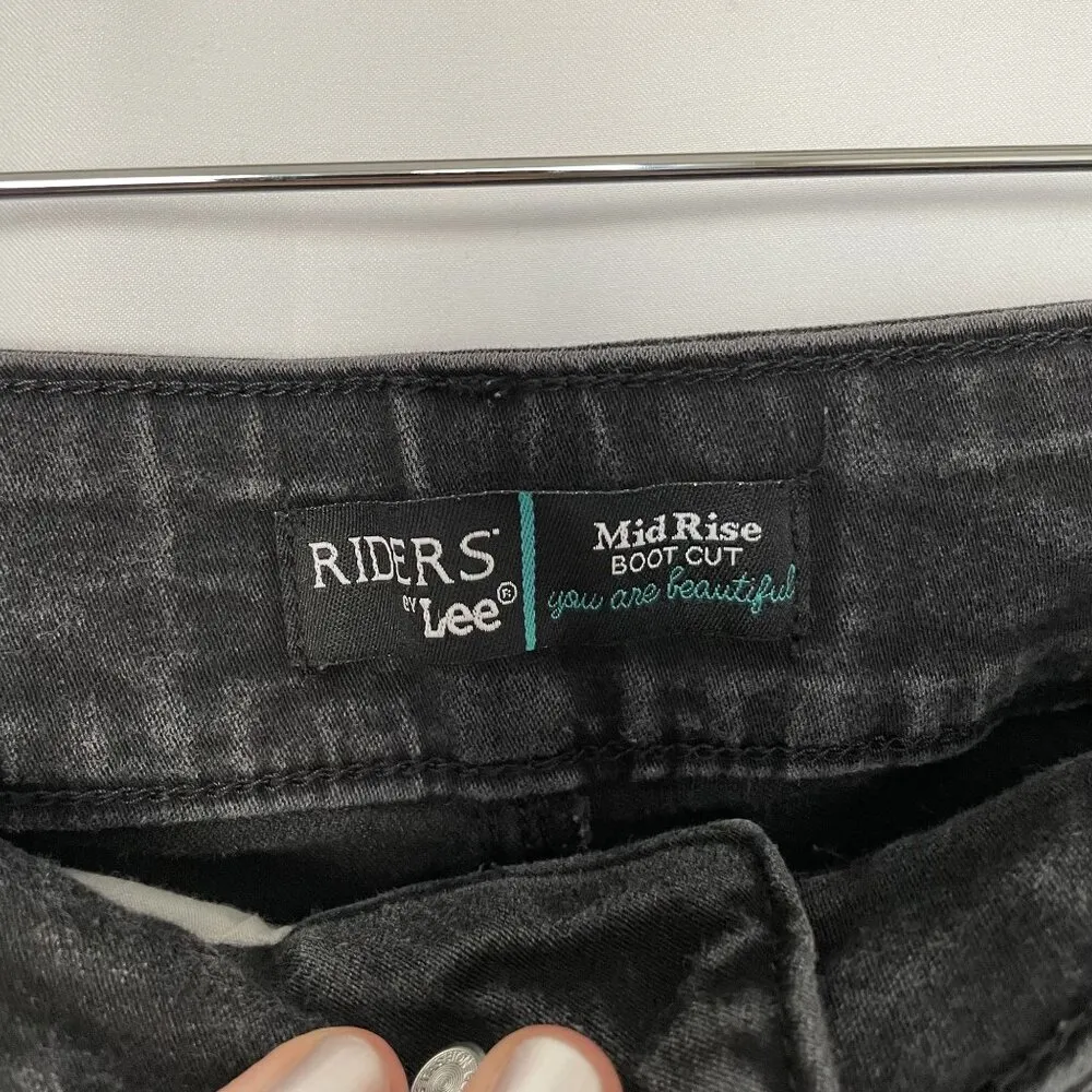 Riders By Lee Womens Mid Rise Bootcut Jeans Black Denim Stretch Classic 5-Pocket - Image 3