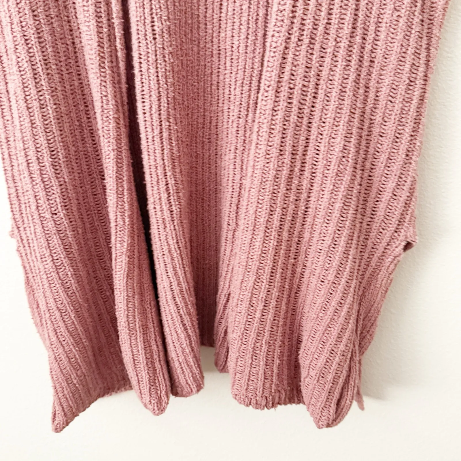 FREE PEOPLE | Mauve Pink Wrap Cardigan Sleeveless Vest Sloppy Pocket | Small - Image 5