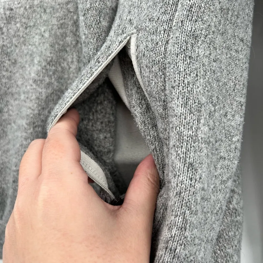 THE NORTH FACE Fleece 1/4 Zip Pullover Jacket Hoodie Gray Large Running Fleece - Image 3