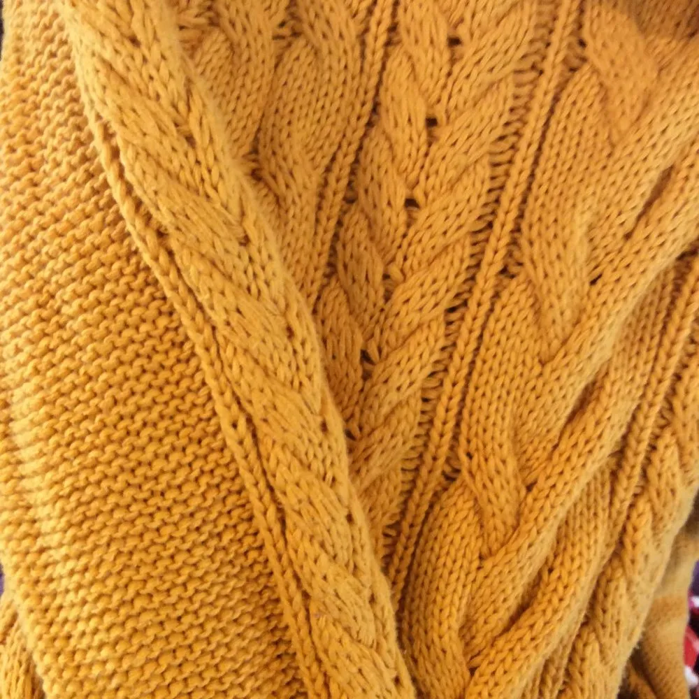 GAP small S thick dark yellow gold sweater Cable Knit stretch loose turtleneck - Image 5