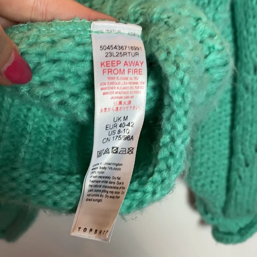 NEW Topshop Green Teal Open Knit Sweater Jumper Size 8 /10 - Image 7