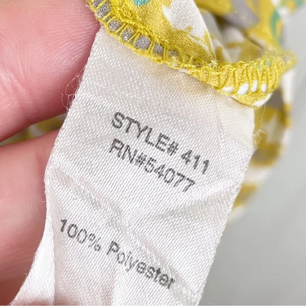 CAbi 411 Seahorse Novelty Print Pleated Camisole Tank Top Size Small Yellow Teal - Image 8