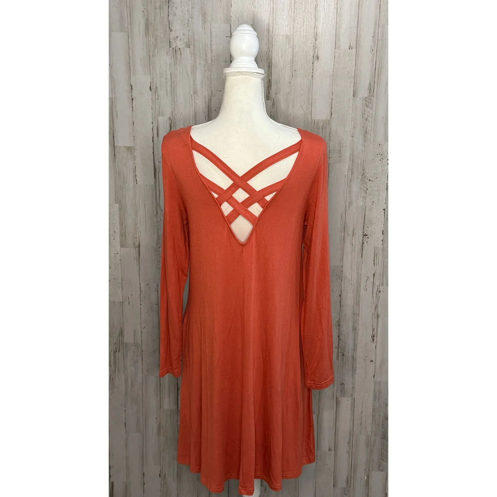 NWT Simply‎ Southern Women's Orange Cross Back Knee Length Dress Size Small - Image 6