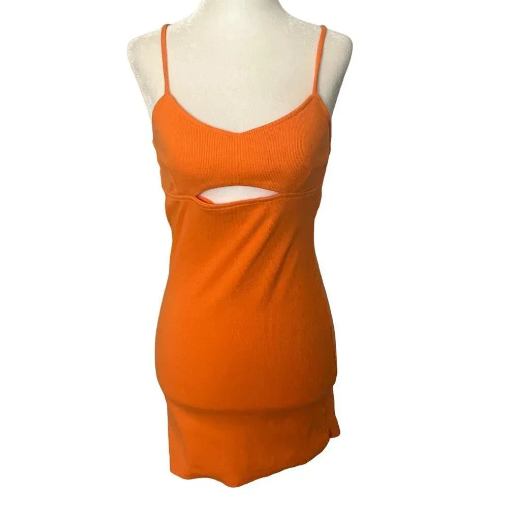 Steve Madden Out Late Dress Iin Tangerine Small Womens Cut out Bodycon - Image 5