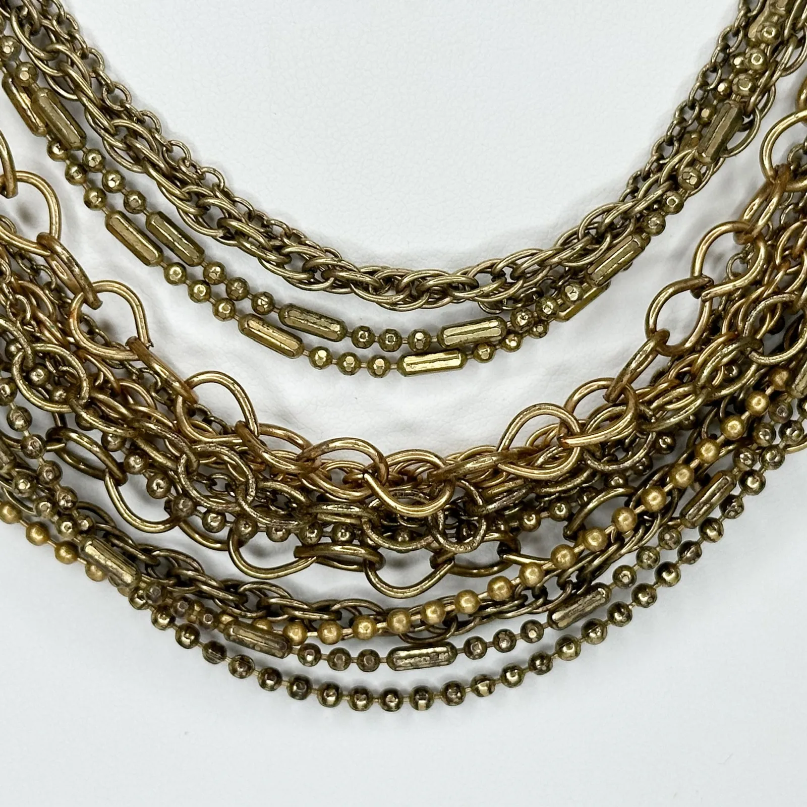 Chicos Chunky Multi Strand Gold Tone Chain Link Necklace Statement ✨ - Image 4