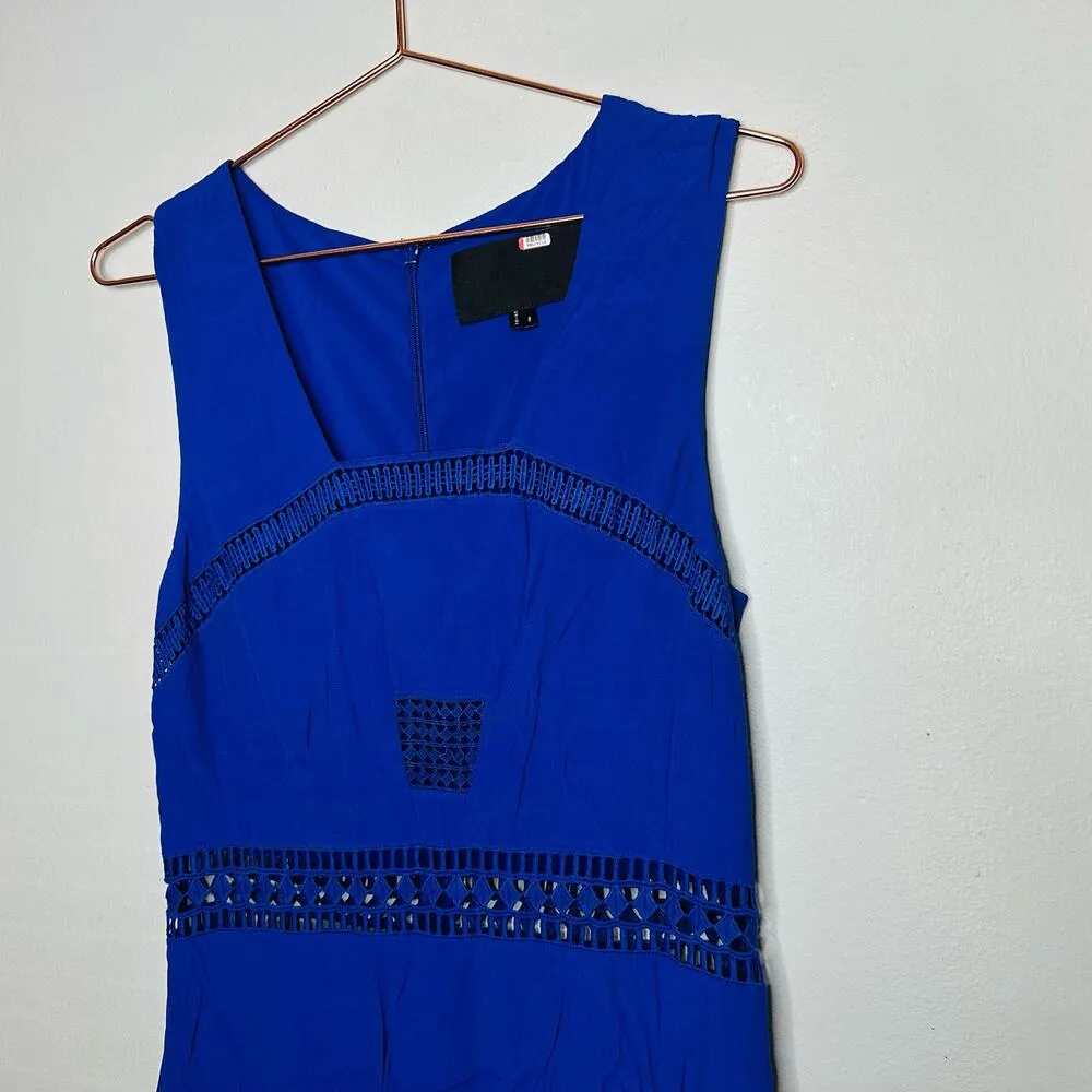 NICOLE MILLER Women's Royal Blue Malibu Crepe Lace Cutout Midi Dress Size 8 - Image 13