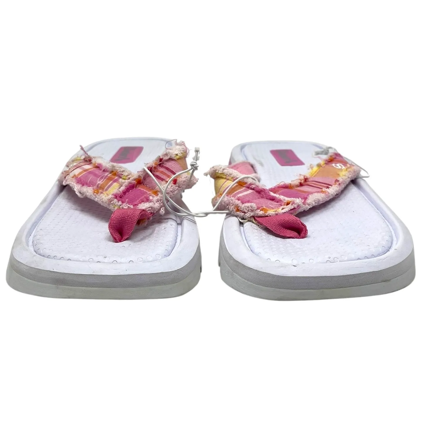Vintage Y2K Skechers White Pink Thong Sandals Women’s 11 Chunky Plaid Comfort - Image 2