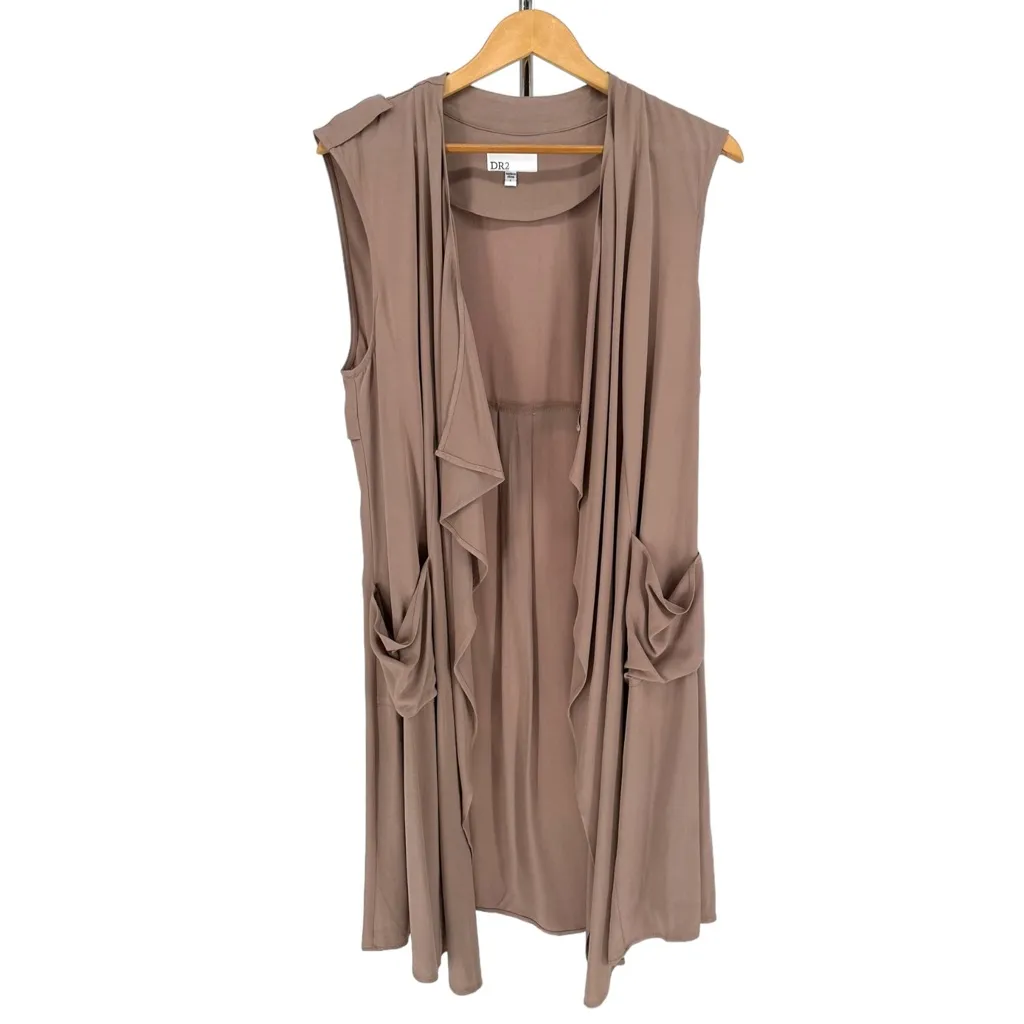 DR2 Daniel Rainn Mauve Open Jacket Duster Vest size Large Pockets Drapey Pink - Image 2