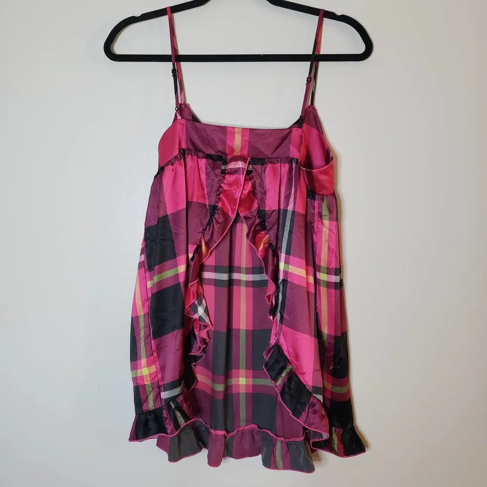 Victoria's Secret Y2K Pink Plaid Babydoll Top with Peekaboo / Open Back Size Med - Image 8