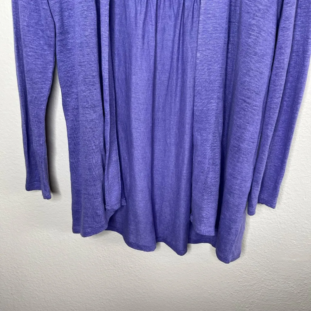 J.Jill Love Linen Transitional Open Front Light Weight Purple Cardigan XS Petite - Image 4