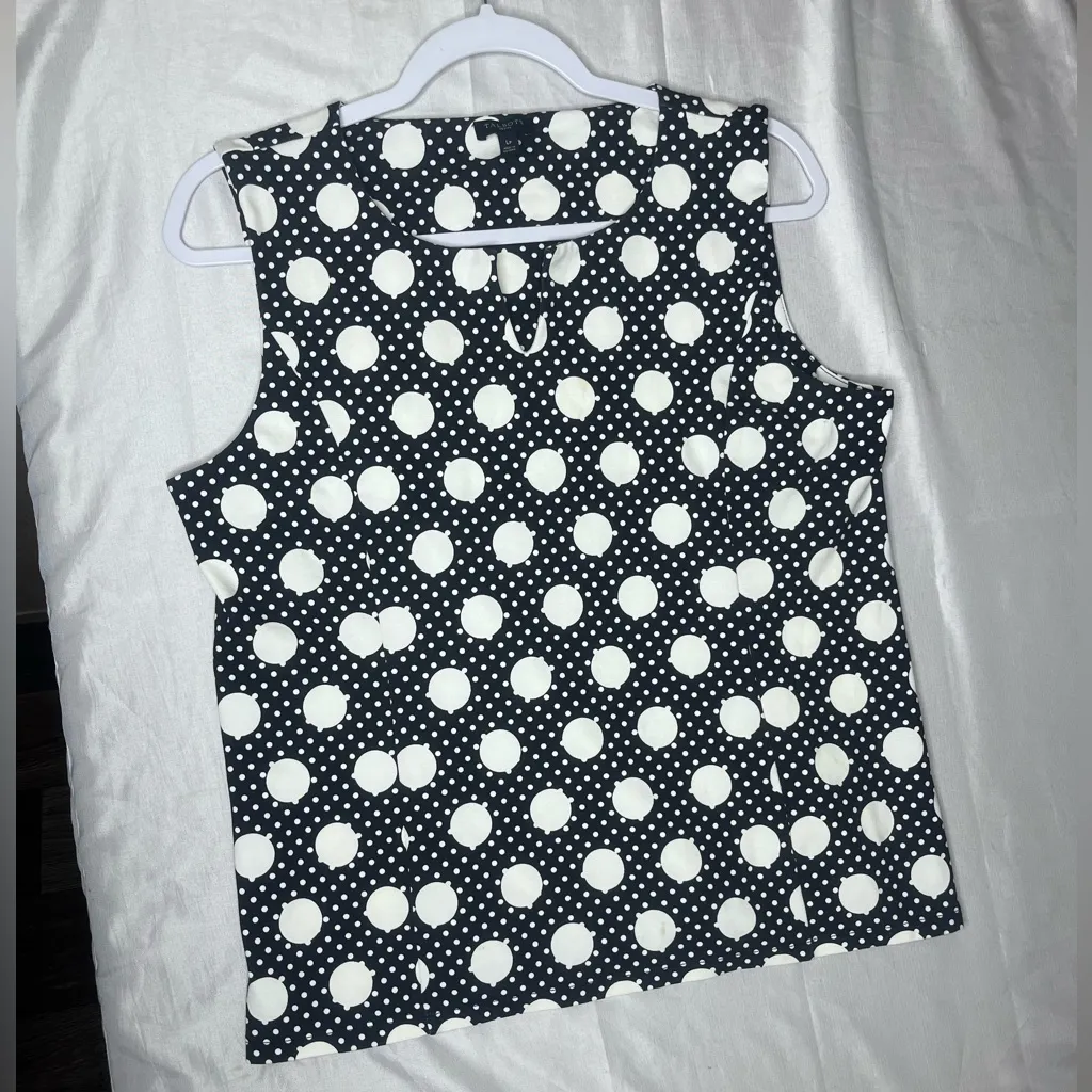 Talbots Black and White Polka Dot Tank Top - Image 2