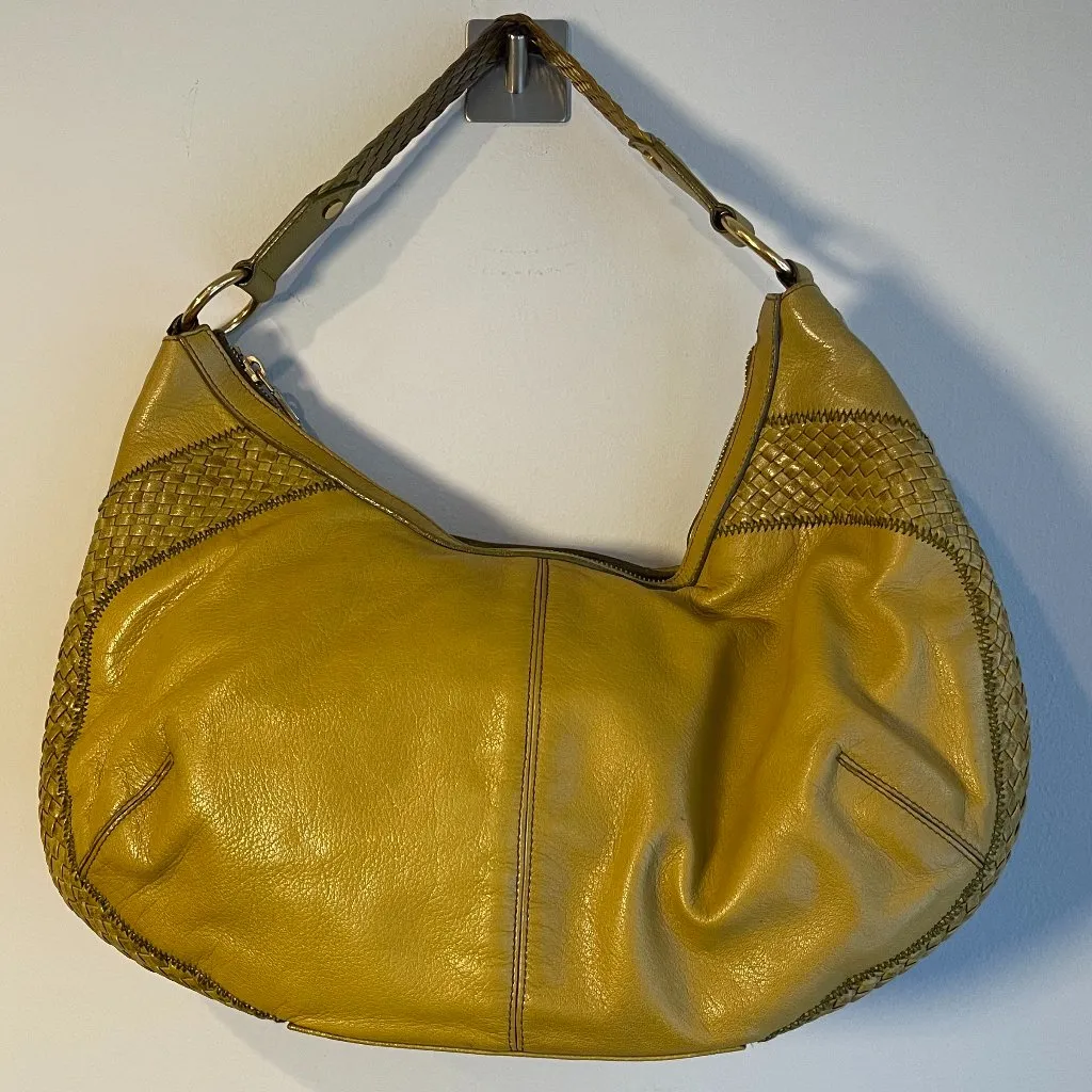 Yves Saint Laurent Rive Gauche Yellow/Green Leather Mombasa Shoulder BagPreowned - Image 2