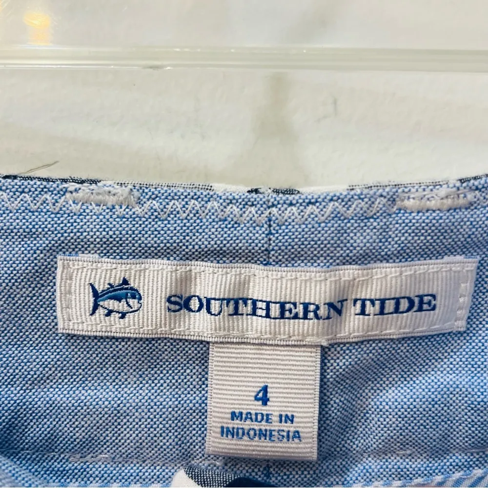 southern tide blue white gingman shorts womans side 4 - Image 2