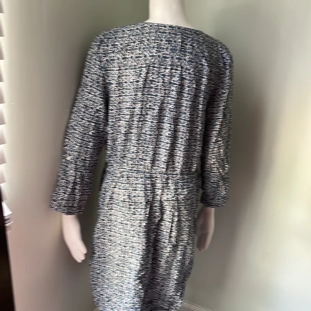 Loft blue & white shirt dress with drawstring waistband size large - Image 5