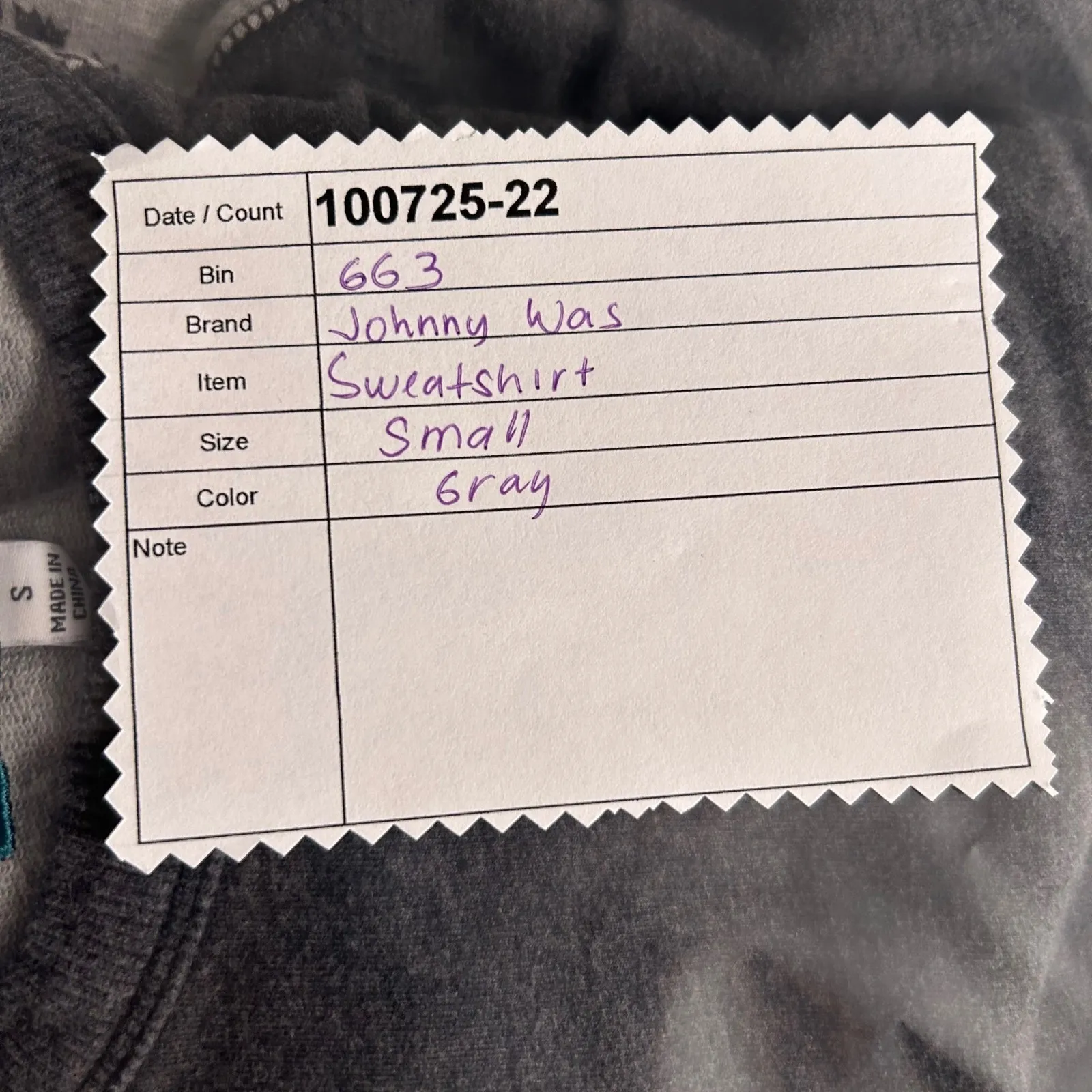 Johnny Was Floral Wanders Bishop Sleeve Sweatshirt Gray Small - Image 14