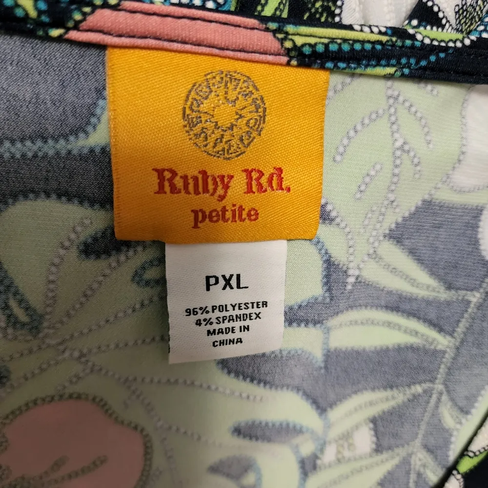 Ruby Rd. Deep Tropics Tropical Floral Puff Printed Ruffled Sleeve Top Size xlp - Image 8