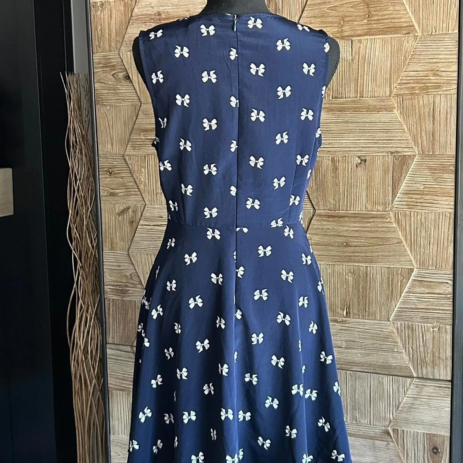 Navy & White Bow Illusion Skater Mini A Line Womens Dress Size M Indie - Image 4
