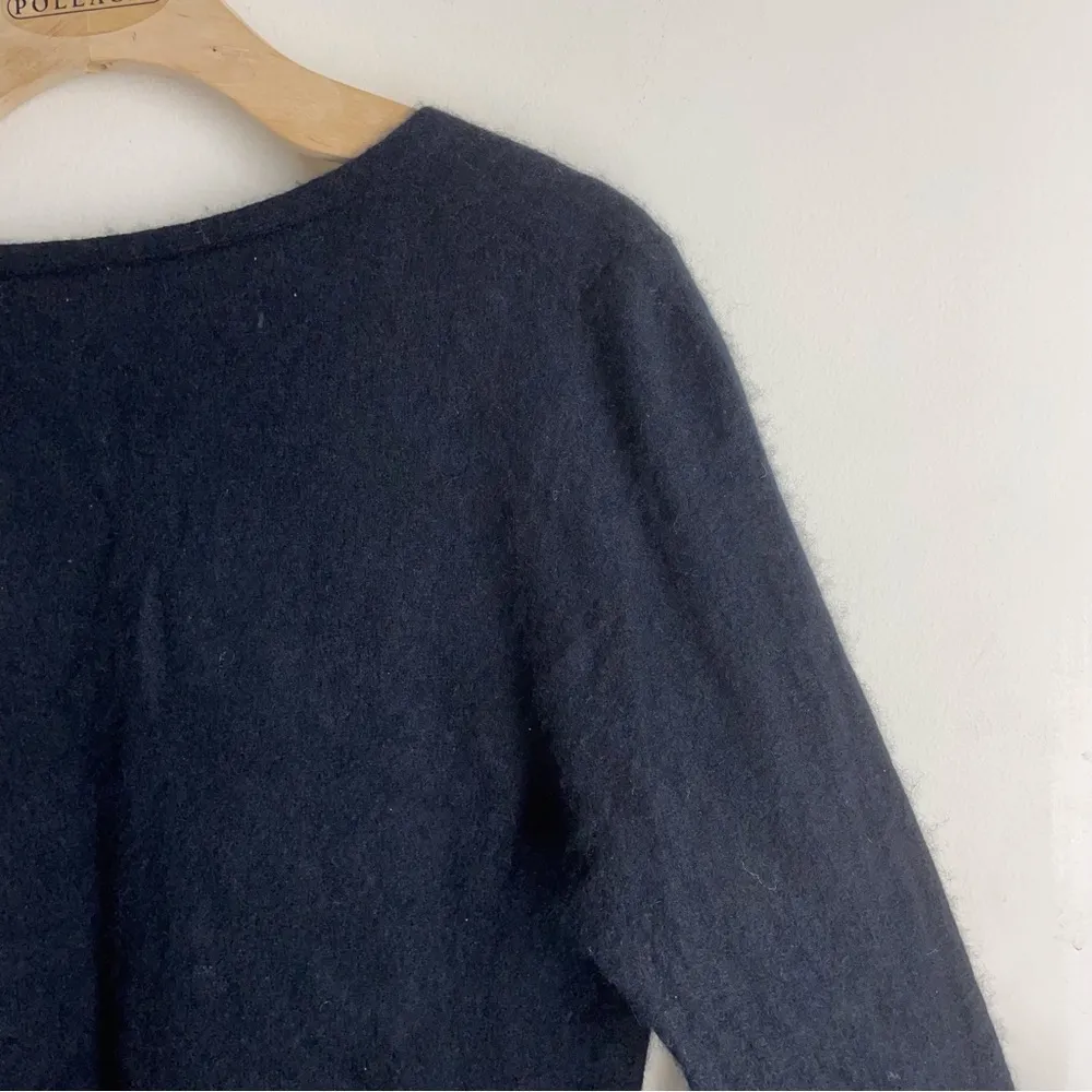 Margaret O'Leary 100% Cashmere Ruffle Sleeve Sweater Black size M - Image 5