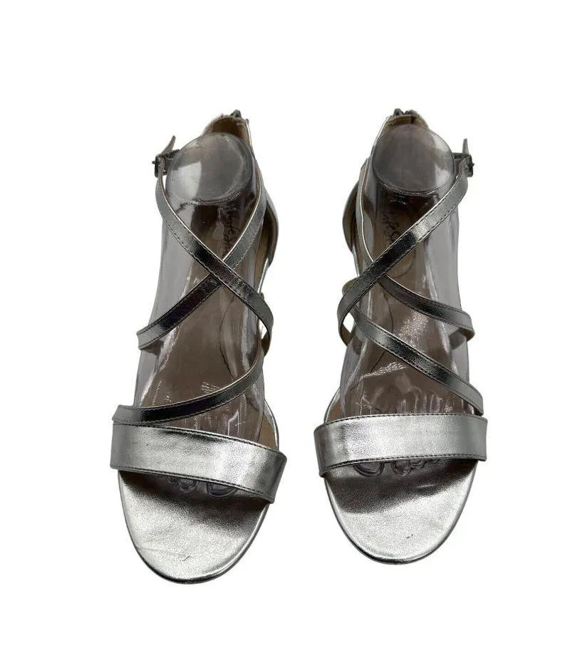 Life Stride 10W Silver Metallic Strappy Cushioned Footbed, Open-Toe Back Zipper - Image 1
