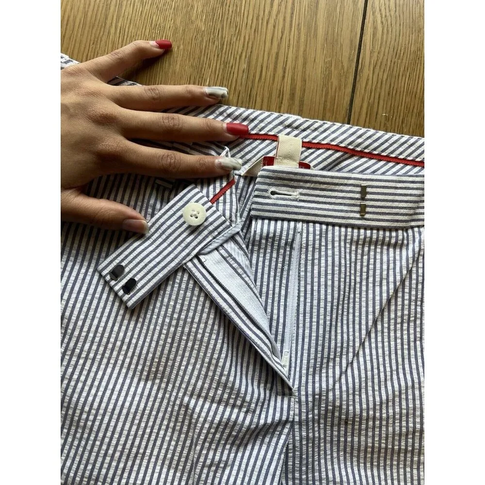 BROOKS BROTHERS Red Fleece Cotton Seer Sucker Stripe Pants Size 8 Preppy Classic - Image 5