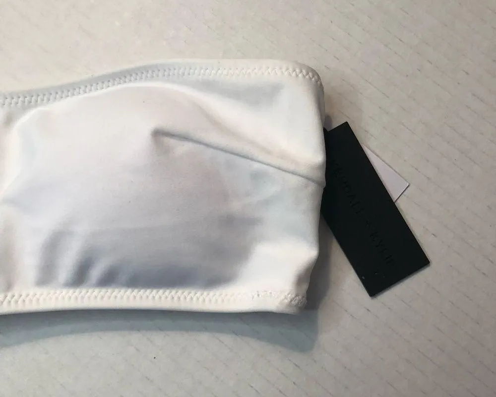 Kendall & Kylie Bikini Top White Bandeau Mesh Top Swimwear Sz L BNWT - Image 3