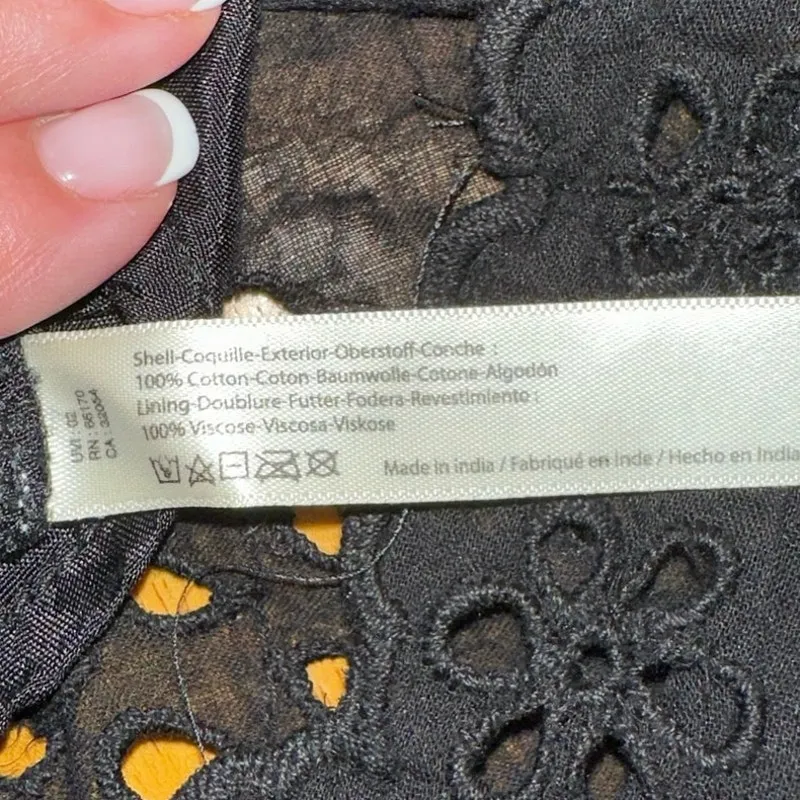 Free‎ People FP One Lottie Eyelet Lace Black Mini Dress XS Boho Casual Party - Image 6