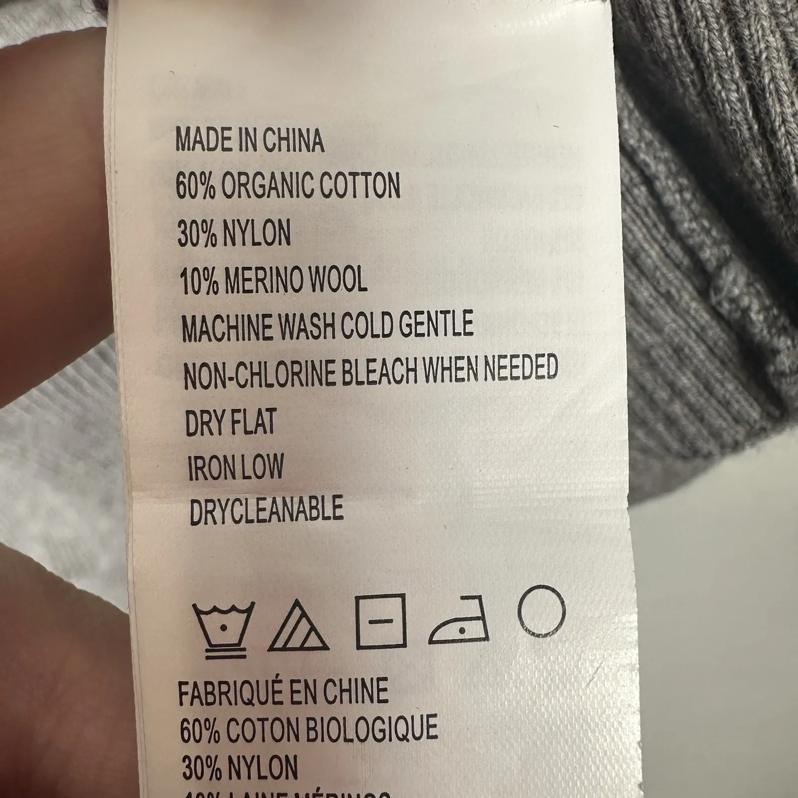 Prana Havaar Sweater Womens Sz XL Blue Gray Organic Cotton Merino Wool Pullover - Image 6