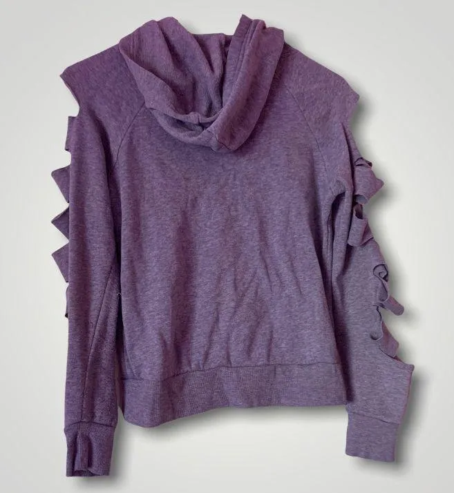 Grey Cut Out Sleeve Hoodie Gray Size M - Image 2